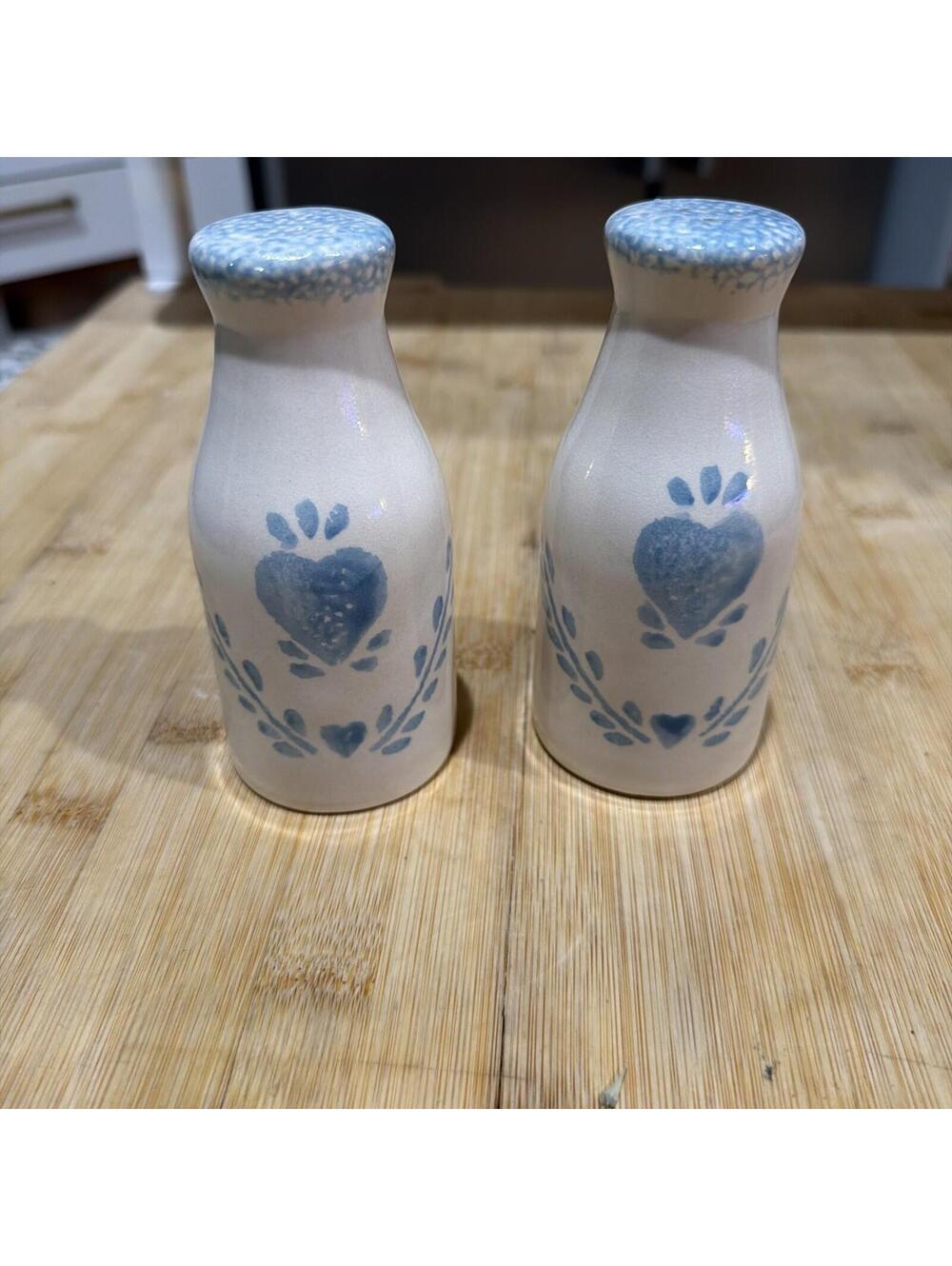 Country Heart Sponge Paint Salt and Pepper Shakers *